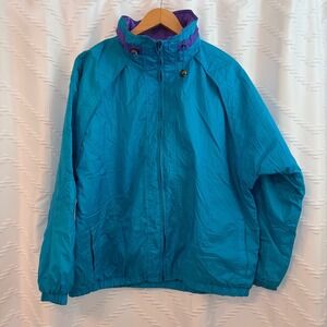 Pacific Trail Vintage Mens Teal Blue Fleece Lined Windbreaker Jacket Large